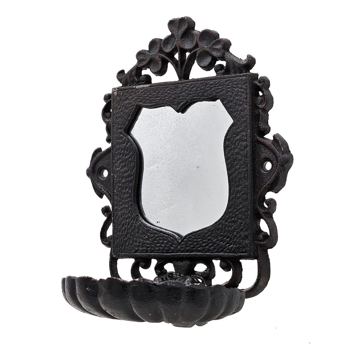 6.3X3.9X8.2" Black Cast Iron Soap Dishes With Mirror Black Iron