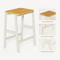 3 Pcs Dining Table Set Rustic Retro Breakfast Table Dining Stools Rubber Wood For 2 With Two Open Shelves For Small Space Kitchen Dining Room Cream White White Rubber Wood