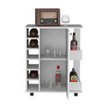 Lothian Bar Cart With Casters, 2 Side Storage Shelves And 6 Wine Bottle Rack White Primary Living Space Modern Particle Board Shelves Included Engineered Wood