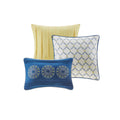 6 Piece Reversible Quilt Set With Throw Pillows Blue King Cal King Blue Cotton