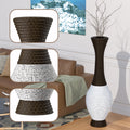 39 Inch Tall Standing Designer Floor Vase Durable Artificial Rattan Elegant Two Tone Dark Brown Finish Ideal Decor Accent For Living Room, Bedroom, Entryway Stylish Home Decor Statement Piece White Black American Design,American Traditional,Antique Pvc