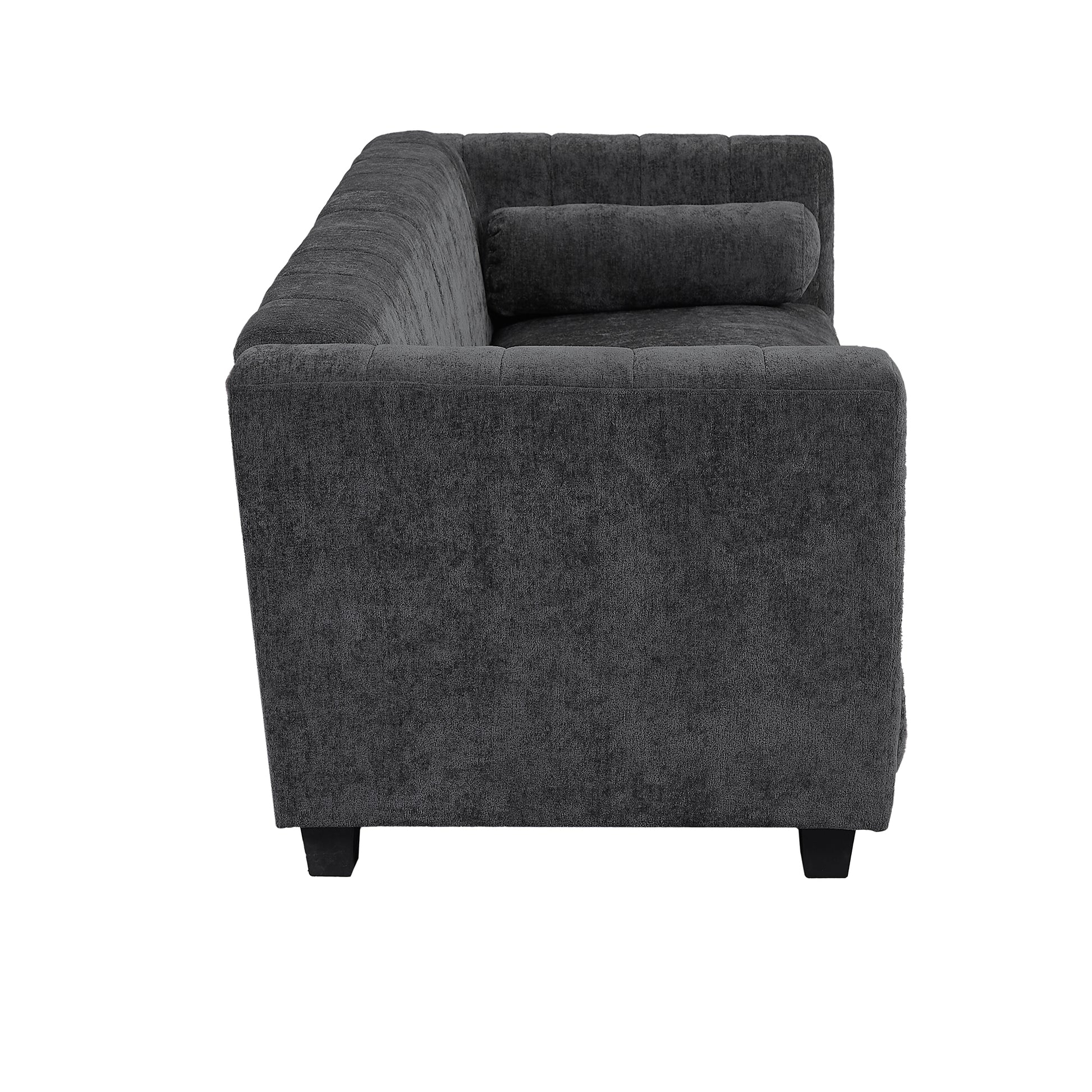 78.7''Upholstered Sofa For Living Room, Bedroom, Salon, Simplified Style Dark Gray Polyester 3 Seat