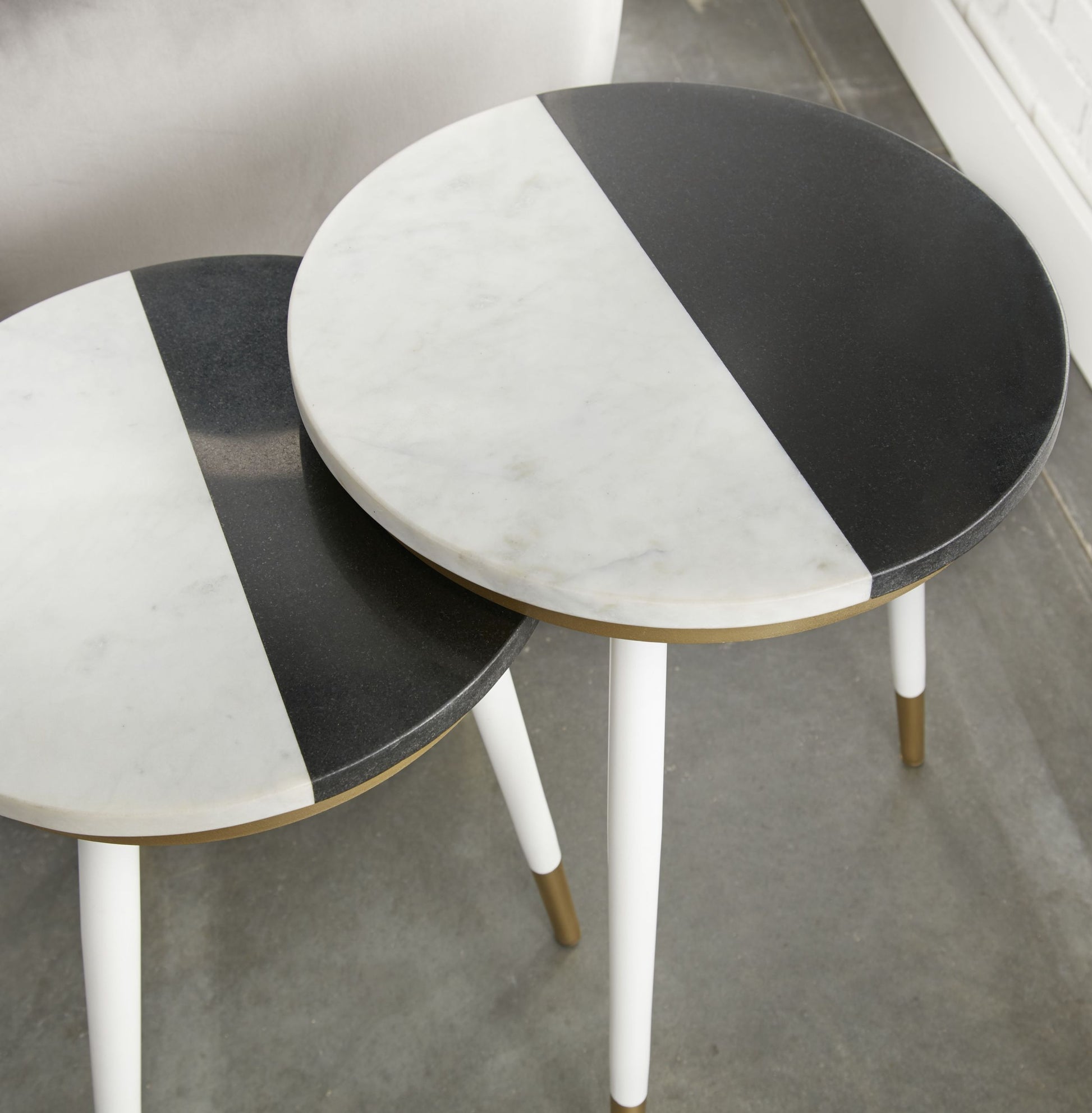Taj Marble Top Nesting Tables White White Marble