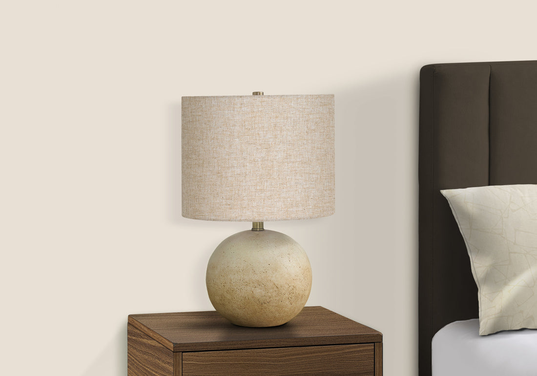 Lighting, 20"H, Table Lamp, Beige Concrete, Beige Shade, Contemporary Beige Concrete