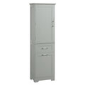 Tall Bathroom Storage Cabinet, Freestanding Storage Cabinet With Two Different Size Drawers And Adjustable Shelf, Mdf Board With Painted Finish, Grey Grey Mdf