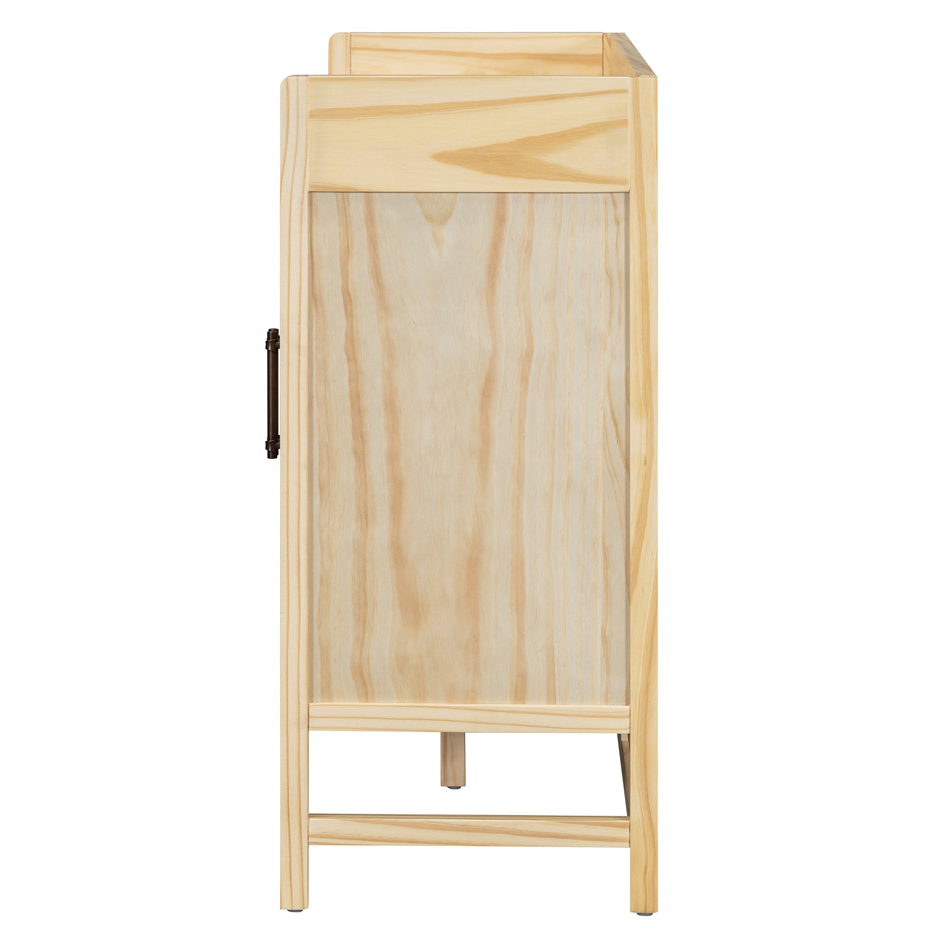 Sideboard Rustic Buffet Cabinet, Sideboard Cabinet With Decorative Rattan Doors, Buffet Cabinet With Storage For Entryway Dining Room Kitchen Living Room, Natural Natural Mdf