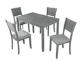5 Piece Modern Dining Set, Rectangular Wooden Dining Table With 4 Upholstered Chairs For Kitchen, Dining Room, Gray Wood Gray Seats 4 Gray Wood Dining Room Acacia 4 Leg Rectangular Dining Table With Chair Acacia Wood