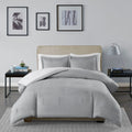 Reversible Yarn Dyed Stripe Down Alternative Comforter Set Queen White Gray Microfiber