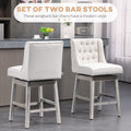 Homcom Counter Height Bar Stools Set Of 2, 180 Degree Swivel Barstools, 27