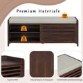 Distressed Shutter Storage Bench With Acacia Veneer For Retro Charm For Living Room, Entryway Espresso Espresso Mdf