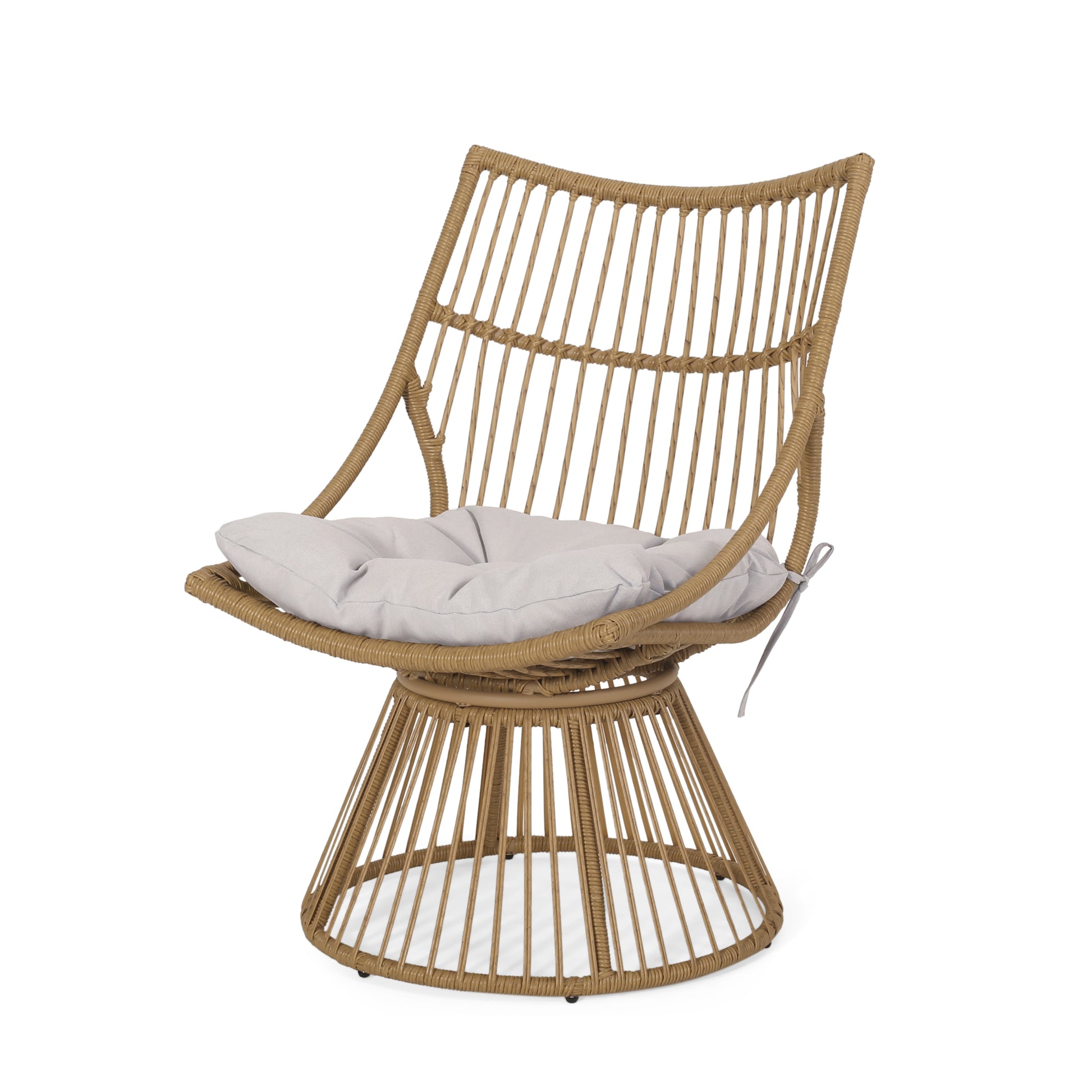 Elaine Chair & Side Table Light Brown Pe Rattan Iron Waterproof Fabric