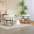Coolmore Boucle Dining Chairs Set Of 2, Mid Century Modern Curved Backrest Chair, Round Upholstered Kitchen Chairs Beige Boucle Beige Foam Mdf Metal
