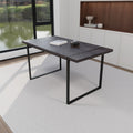 Mdf Black Wooden Dining Table And Modern Dining Chair 4 Piece Set, Medieval Wooden Kitchen Dining Table Set, Rectangular Metal Base, Dining Table And Suede Chair Black Brown Mdf