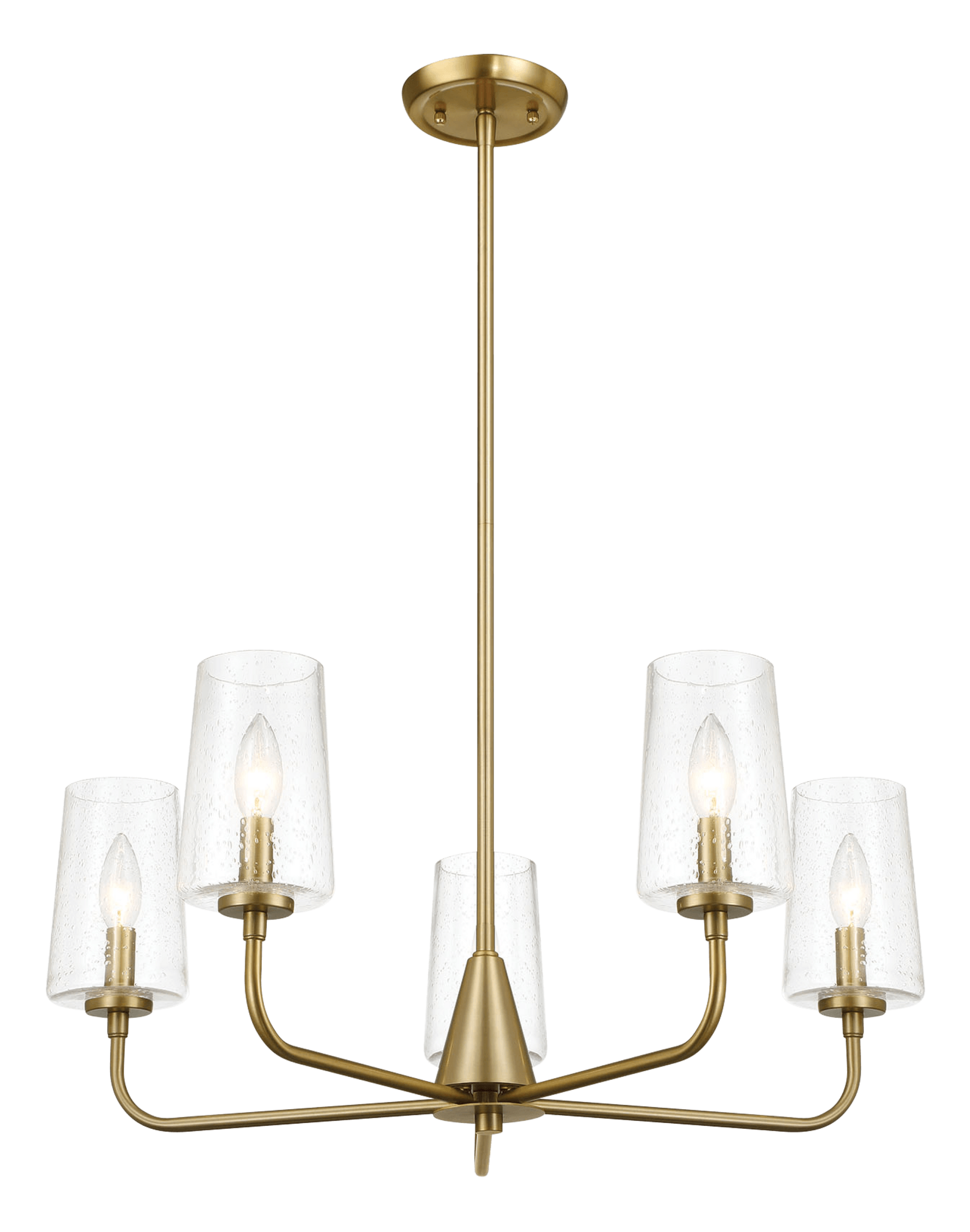 Dazzle Five Lights Chandelier With Clear Seeded Glass Satin Brass Clear,Gold Ceiling Lights Brass,Glass