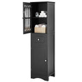 Tall Bathroom Cabinet, Freestanding Storage Cabinet With Drawer And Doors, Mdf Board, Acrylic Door, Adjustable Shelf, Black Black Mdf