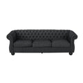 Mirod Comfy 3 Seat Sofa With Wooden Legs, For Living Room And Study Black Fabric 3 Seat