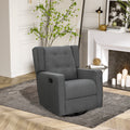 Homcom Wingback Swivel Recliner Chair Glider Rocking Chair For Nursery With Button Tufted, Padded Single Home Theater Seater For Living Room Bedroom, Grey Grey Linen