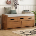 Rustic Storage Bench With 2 Drawers, Hidden Storage Space, And 3 False Drawers At The Top, Shoe Bench For Living Room, Entryway Natural Wood Natural Wood Mdf Acacia