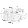Corduroy Two Seater Sofa With 2 Footrest, 2 Seater Sofa With Ottoman For Small Living Spaces, Grey Corduroy Sofa Grey Corduroy 2 Seat