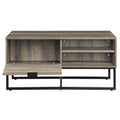 Rustic Oak And Black Coffee Table With Open Storage Rustic Primary Living Space Oak Drawers Rectangular Wood Metal