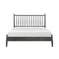 Mid Century Modern Design Queen Platform Bed 1Pc Gray Finish Wooden Bedroom Furniture Vertical Slats Headboard, Bed In A Box Box Spring Not Required Queen Gray Wood Bedroom Mid Century Modern Slat Beds Wood