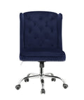 Midnight Blue Swivel Office Chair With Wing Back Caster Solid Blue Office Office Chairs Solid Back Swivel Fabric Metal