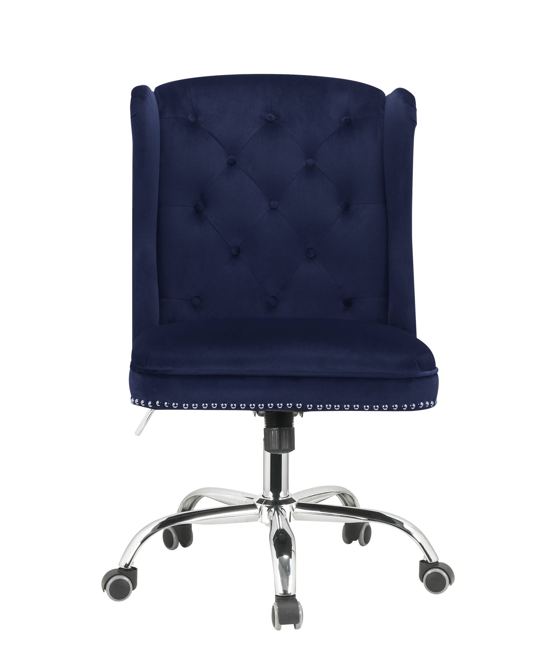 Midnight Blue Swivel Office Chair With Wing Back Caster Solid Blue Office Office Chairs Solid Back Swivel Fabric Metal