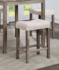 Transitional 5Pc Counter Height Dining Set Gray Counter Ht. Table And 4X Stools Linen Like Beige Cushion Seat Dining Room Wood Dining Room Solid Wood Square Dining Table With Chair Wood Wood Beige,Gray Slat Back Seats 4 36 Inches