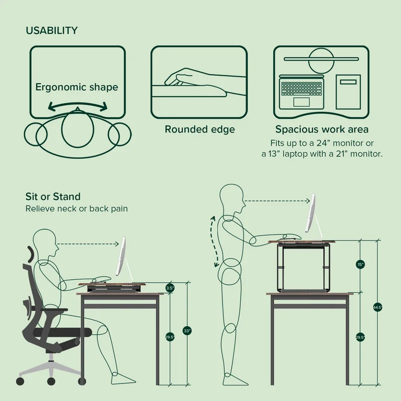 Computer Lifting Desk Black Brown Metal & Wood Wood Metal