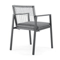 Outdoor Dining Set, Aluminum Dining Chair Set Of 6 With Rope Aluminum Dining Table With Faux Wood Top, Gray Black Black Grey Aluminium