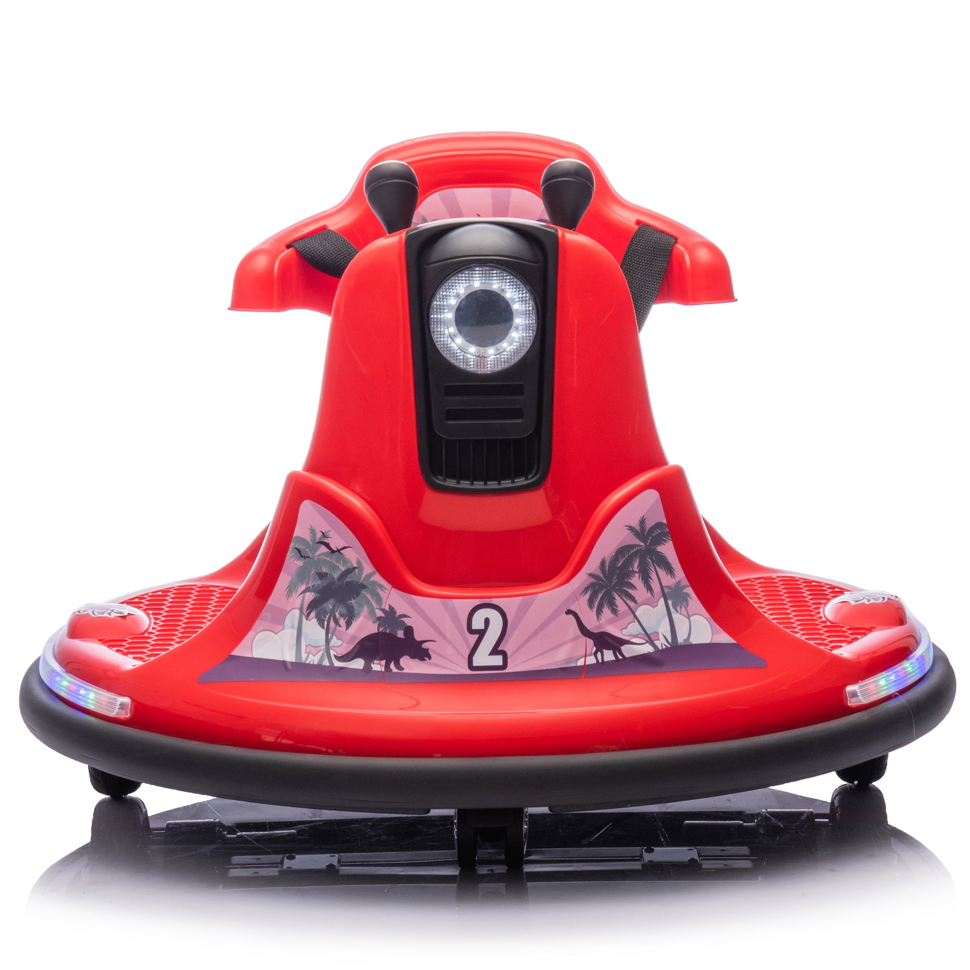 12V Kids Ride On Bumper Car W Parents Control,Rotate 360 Degrees,Two Handed Switch For Direction Control,Bumper Strip,Light Belt,Mp3 Music,Bluetooth,Provide A Speed Of 0.75Mph For Kids Of 2 5 Red 50