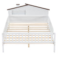 Full Size Wood Platform Bed With House Shaped Headboard, Led And Built In Storage, White Box Spring Not Required Full White Wood Bedroom Bed Frame Wood