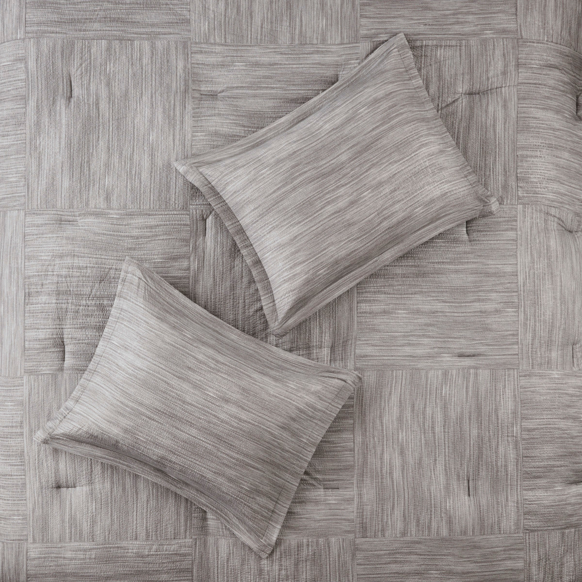 7 Piece Printed Seersucker Comforter Set Grey King King Grey Polyester