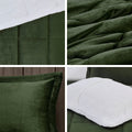 Plush To Sherpa Down Alternative Comforter Set King Green Ivory Polyester