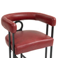Coolmore Bar Stools Set Of 2, Modern Bar Stool With Back, Black Metal Frames, Upholstered Bar Stools For Kitchen Island, Pub, Club Wine Red Pu Wine Red Foam Pu Leather