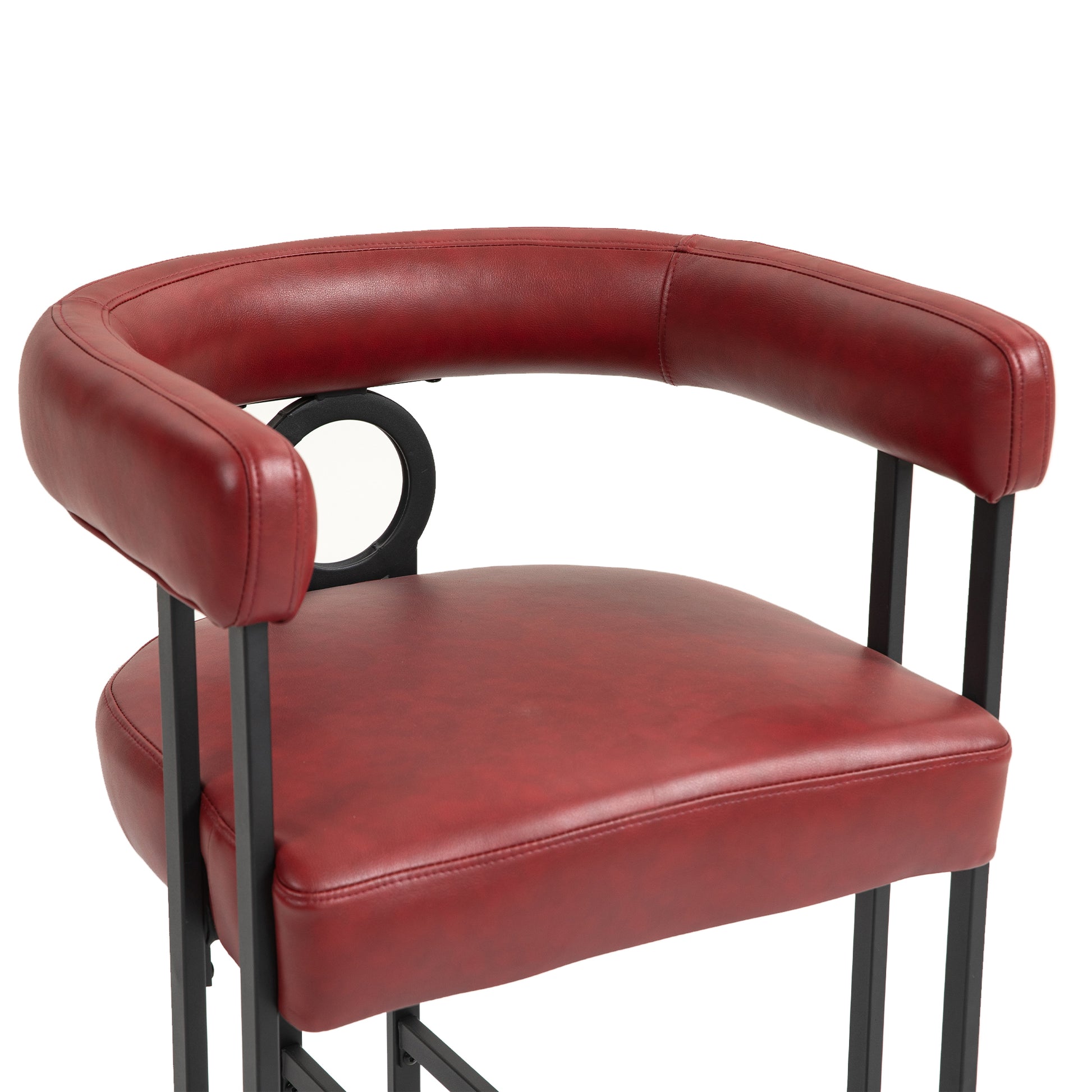 Coolmore Bar Stools Set Of 2, Modern Bar Stool With Back, Black Metal Frames, Upholstered Bar Stools For Kitchen Island, Pub, Club Wine Red Pu Wine Red Foam Pu Leather