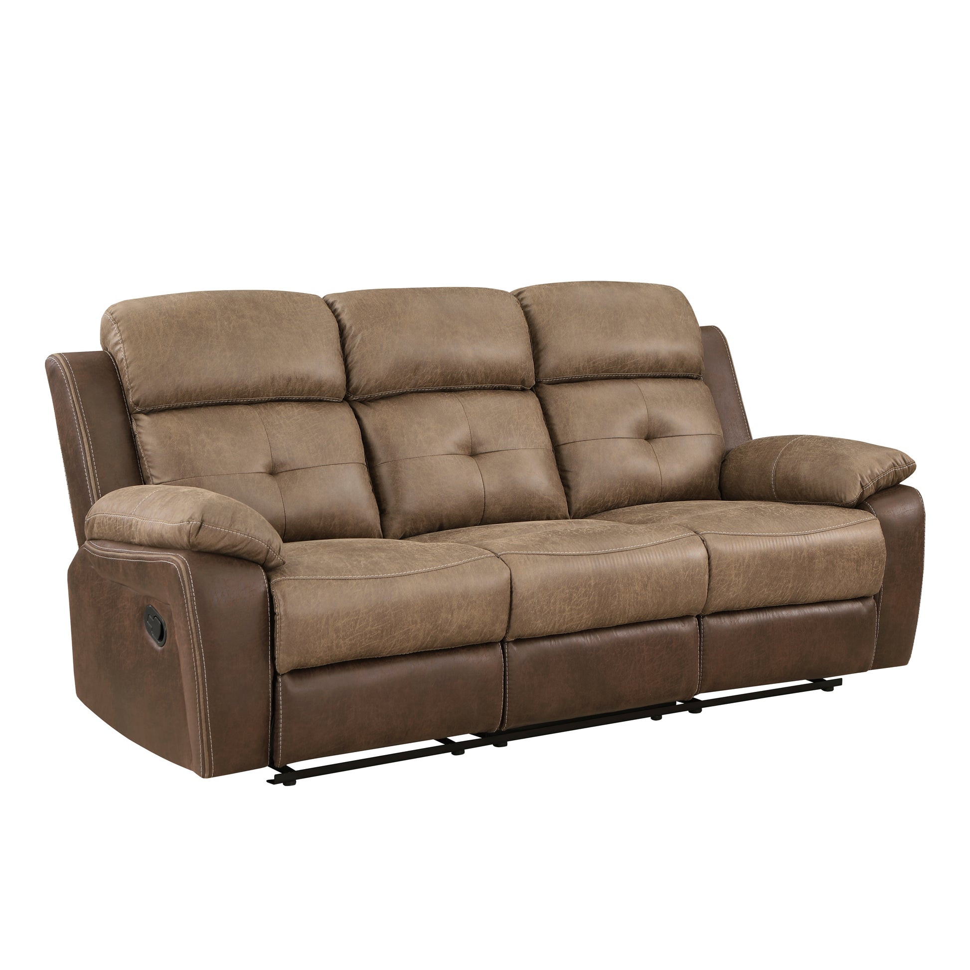 Plush Comfort Sofa Set 3Pc Brown Microfiber Upholstered Tufted Details Reclining Sofa Loveseat Reclining Chair Plush Arms Modern Living Room Furniture Brown Microfiber Wood Primary Living Space Contemporary,Modern Pillow Top Arms Plywood,Solid Wood 6