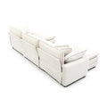 Oversize 3 Seater Sofa With One Footrest, L Shaped Sectional Sofa With Ottoman For Living Rooms, White Corduroy Sofa White Corduroy 3 Seat