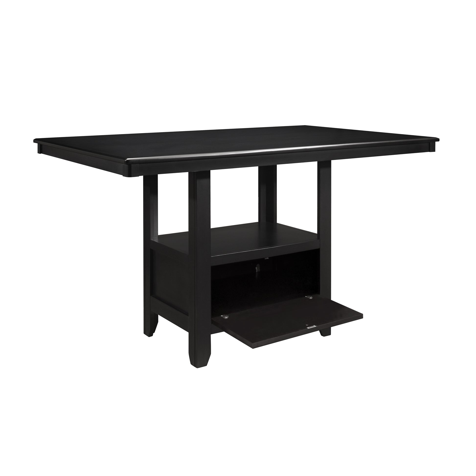 Charcoal Gray Finish 7Pc Dining Counter Height Table With Base Storage And 6 Counter Height Chairs Set Casual Style Dining Kitchen Wooden Furniture Wood Wood Charcoal Grey Seats 6 Wood Dining Room Casual Rectangular Dining Table With Chair Wood
