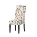 Dining Chair White Blue Fabric