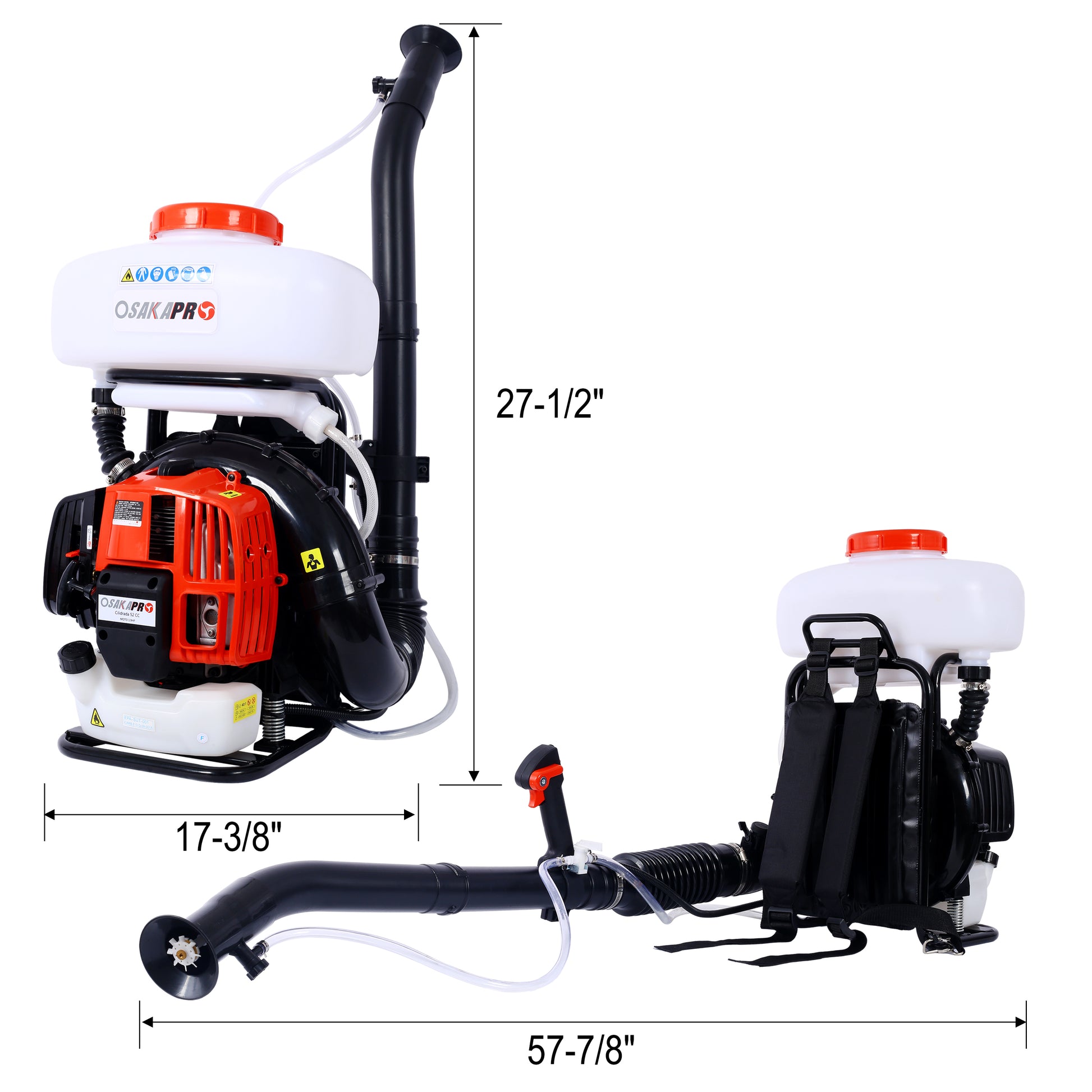 51.7Cc Mosquito Fogger Mister Duster Mosquito Sprayer Backpack Sprayer Cold Fogger,Gasoline Powered Sprayer Blower Machine With 14L Tank For Garden Spraying,Epa Compliant Orange Aluminum