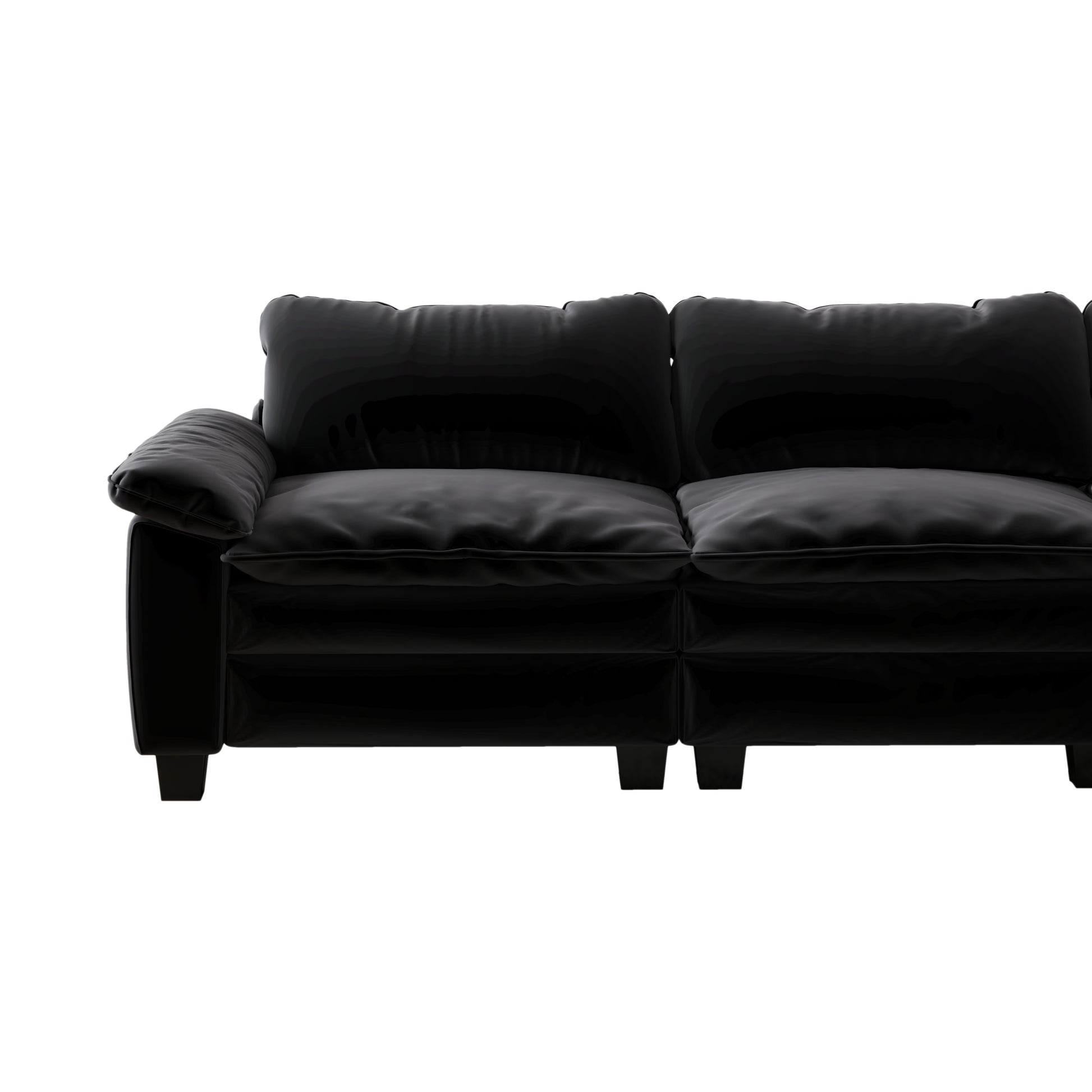 Living Room Furniture Luxury Sectional Sofa Couch With Ottoman Soft Velvet Upholstered Sofa Black Black Foam Velvet 3 Seat