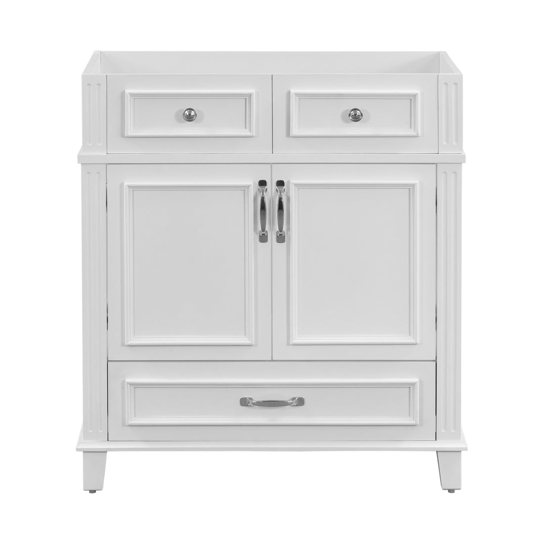 30'' Bathroom Vanity Without Top,Solid Wood Frame Bathroom Storage Cabinet With Soft Closing Doors,Frame Bathroom Storage Cabinet Only, Retro Style, White 1 White 2 Bathroom Freestanding Modern Solid Wood Mdf Painted