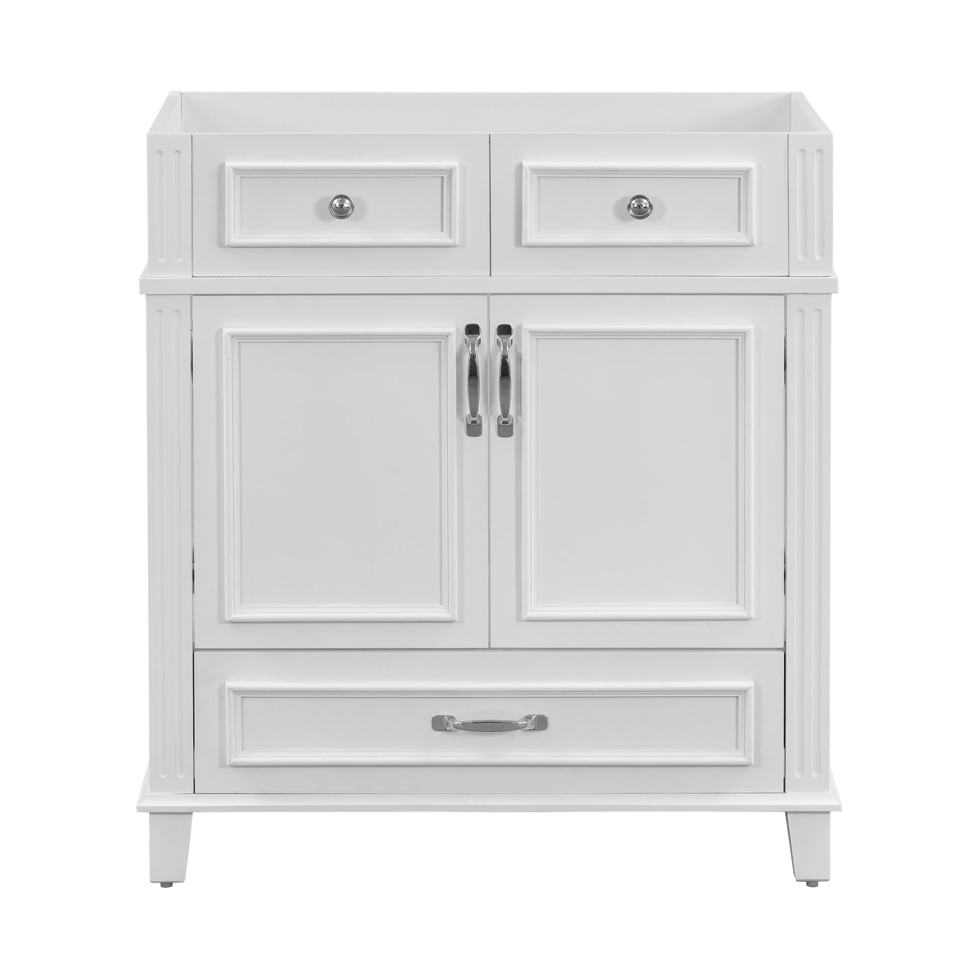 30'' Bathroom Vanity Without Top,Solid Wood Frame Bathroom Storage Cabinet With Soft Closing Doors,Frame Bathroom Storage Cabinet Only, Retro Style, White 1 White 2 Bathroom Freestanding Modern Solid Wood Mdf Painted