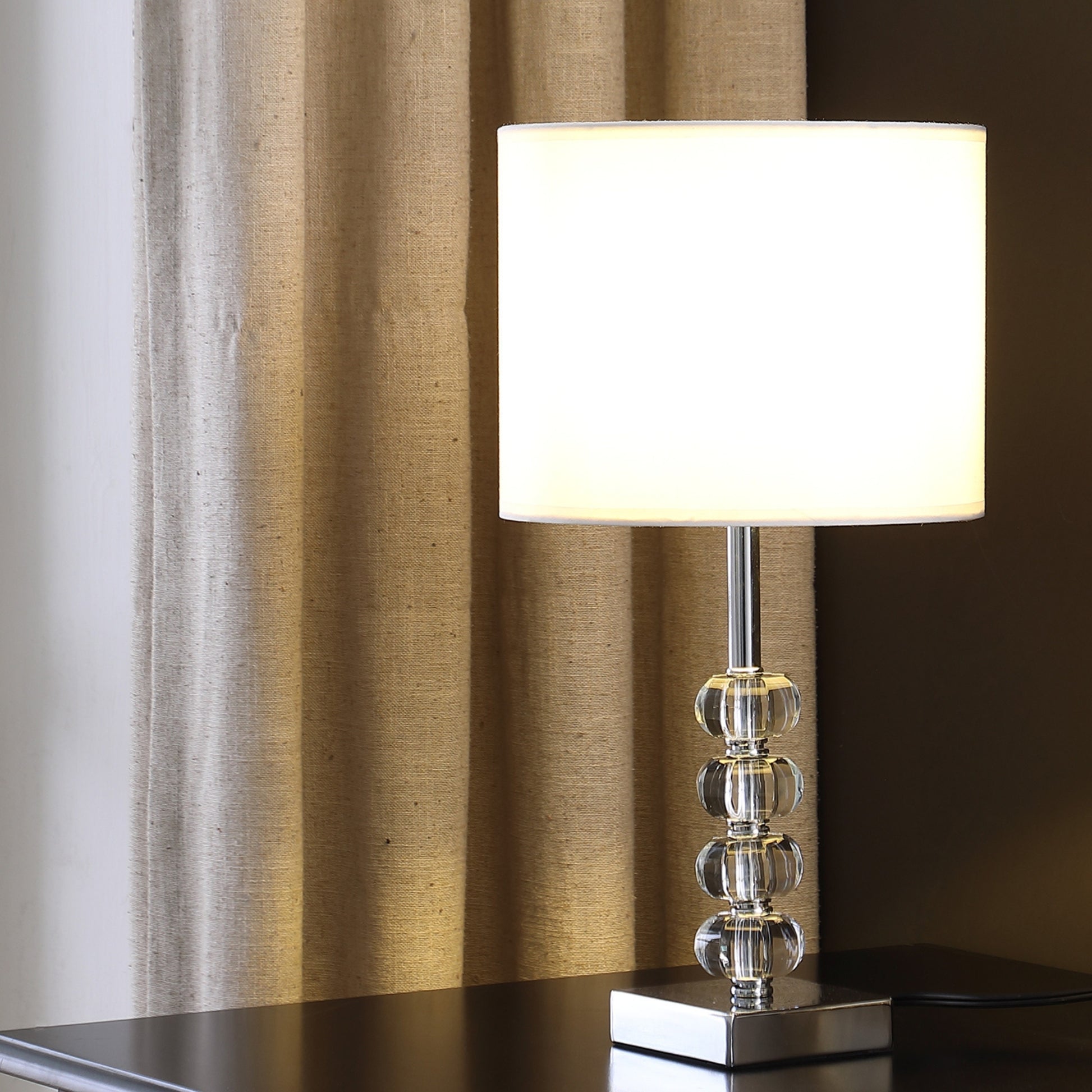 17.75" Olivia Prism Orb Crystal Modern Silver Table Lamp Multicolor Metal