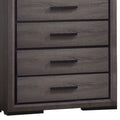 Wooden Chest With 5 Drawers And Finger Pull Handle, Gray And Black Black Gray Wood