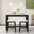 3 Piece Modern Faux Marble Versatile Bar Table Set With Storage Drawers And Padded Stools, Ideal For Space Saving Dining Nooks Or Small Kitchens Black Black Solid Wood Mdf
