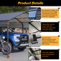 12X20 Ft Metal Carport, Outdoor Car Shelter All Weather, Heavy Duty Outdoor Galvanized Car Shelter For Car Boat Truck And Suvs Black Anthracite Metal