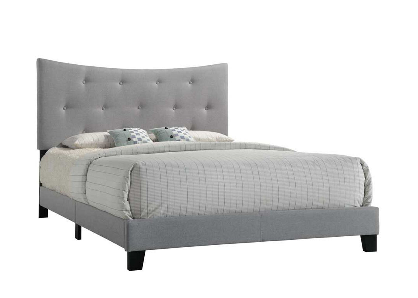 Grey Queen Bed With Tufted Headboard Box Spring Required Queen Grey Wood Bedroom Panel Wood Fabric