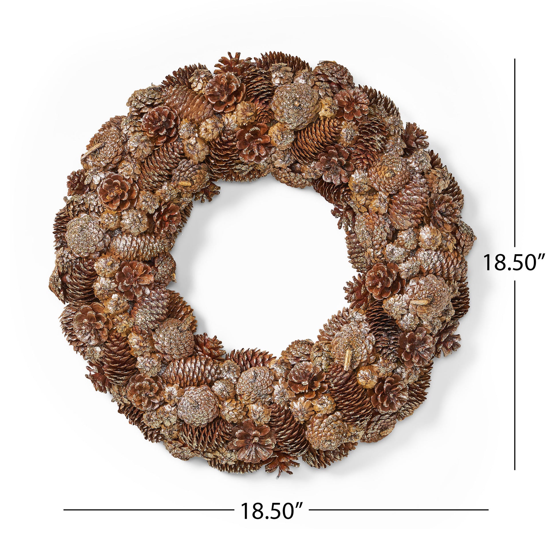 18.5'' Pine Cone Wreath Champagne Foam